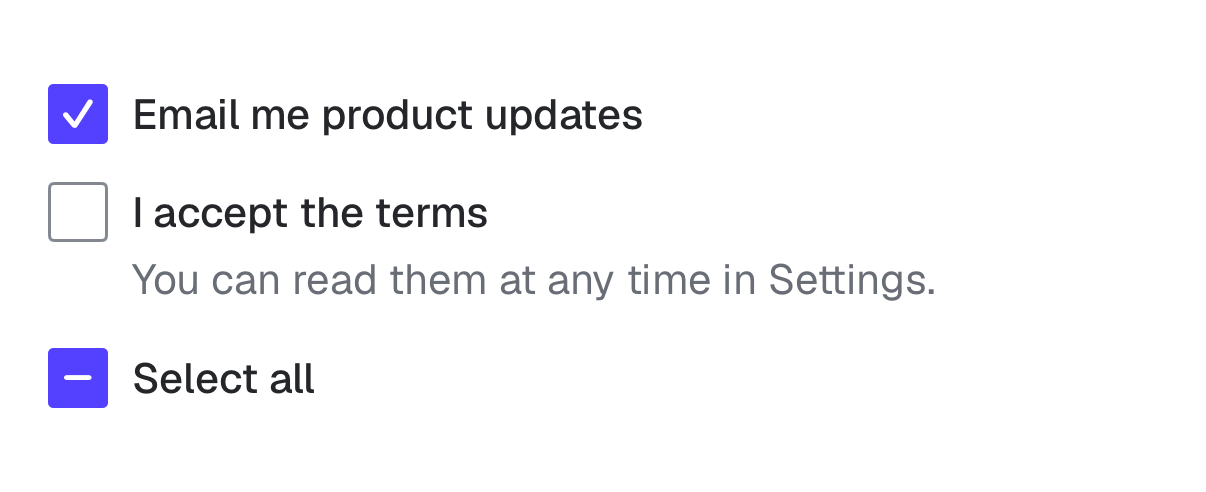 Checkbox on iOS, light mode