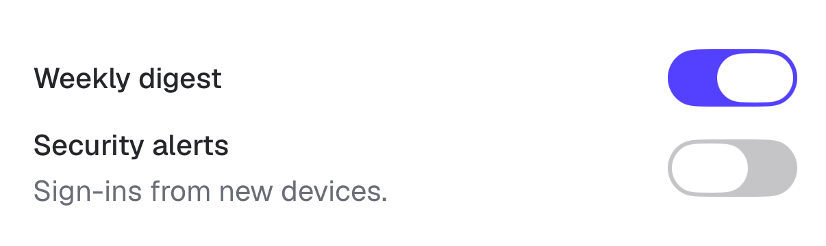 Switch on iOS, light mode